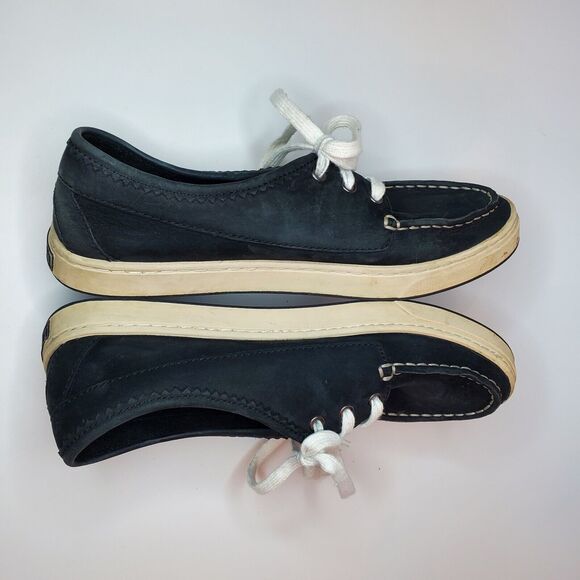 LL Bean Campside Blucher Mocs Women’s Size 8.5M Black Leather White Laces Shoes - Picture 4 of 7